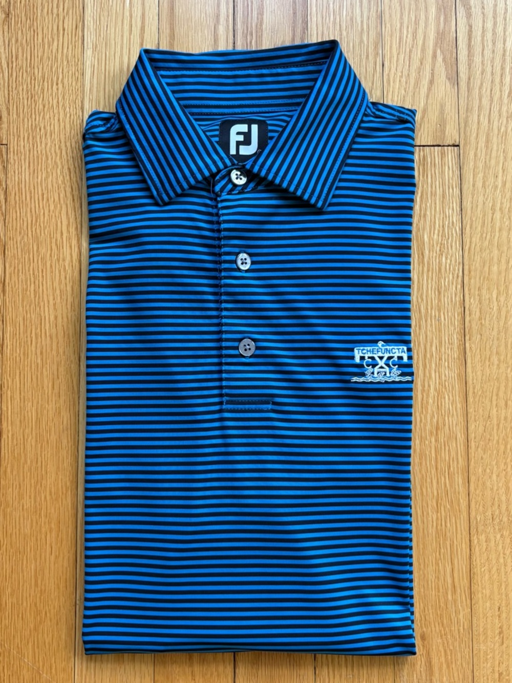 FootJoy Golf Men’s Short Sleeve Golf Polo Shirt Large Blue Stripes